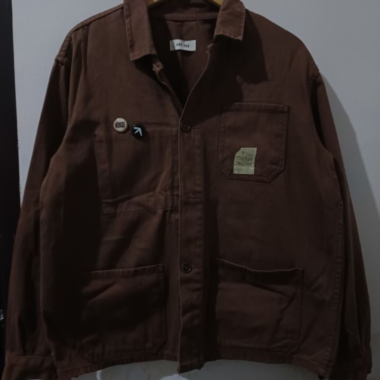 VINTAGE CHORE JACKET BROWN FRENCH WORK JACKET