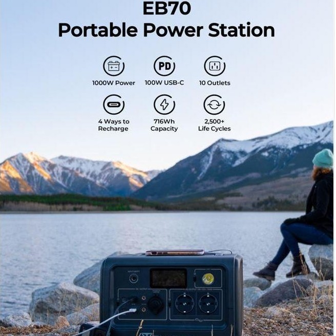 Bluetti Eb70 Portable Power Station 1000W 716Wh