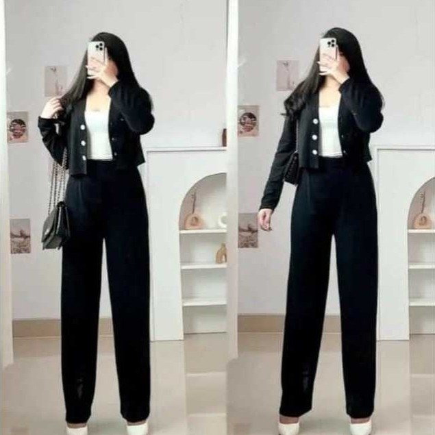 LARISA • Setelan Wanita Crop dan Celana Kulot Set Casey Premium Knit // One Set Casey Setelan Wanita
