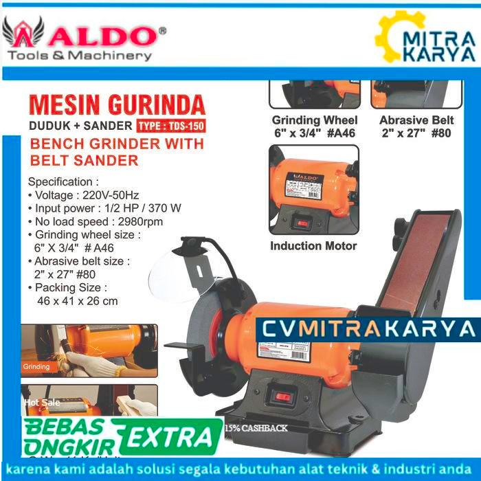 MESIN GURINDA DUDUK + SANDER TDS-150 / BENCH GRINDER WITH  BELT SANDER / MESIN GERINDA DUDUK DAN AMP