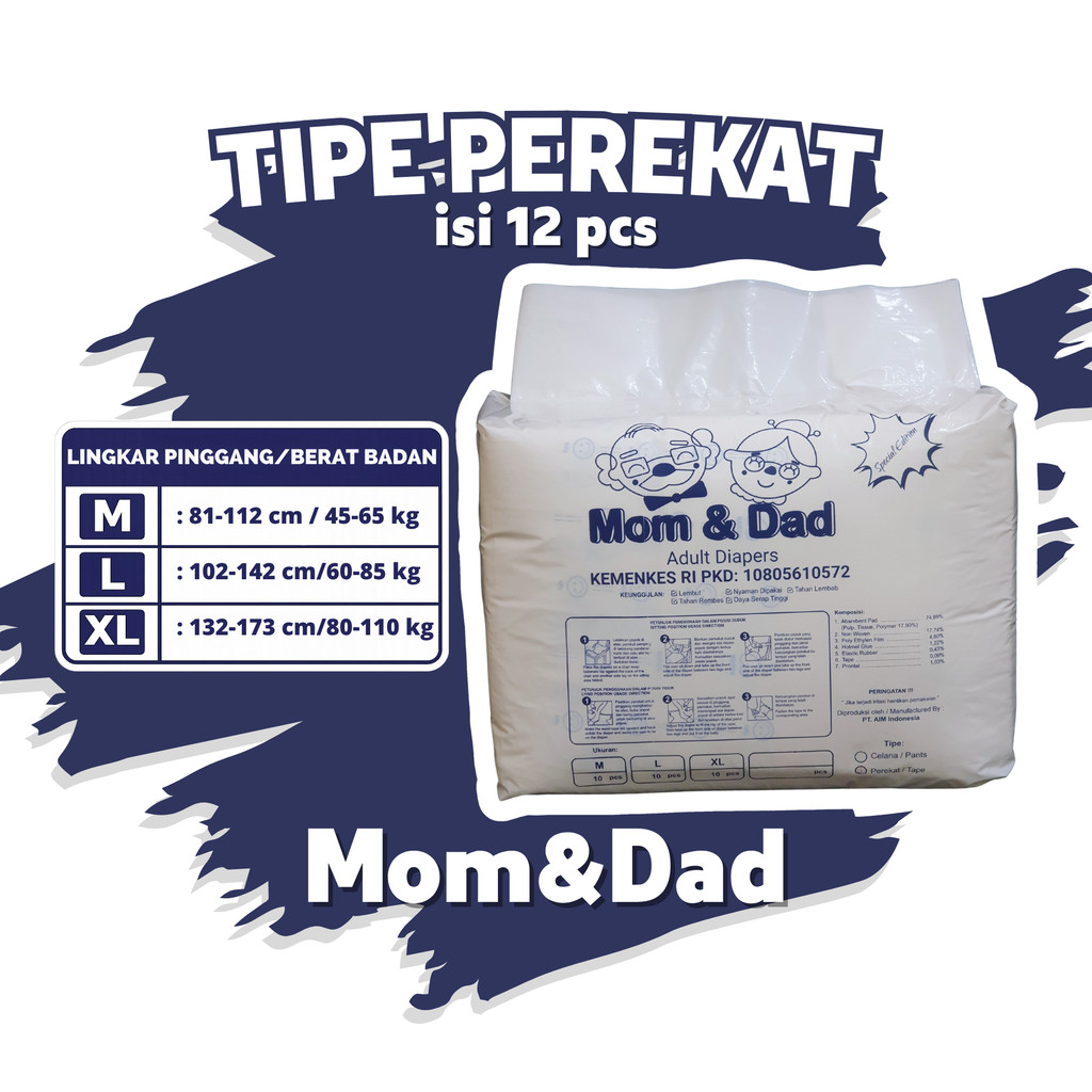 [Juragan Popok]  [12 PCS] Perekat NEW MOM&DAD ADULT DIAPERS/POPOK DEWASA