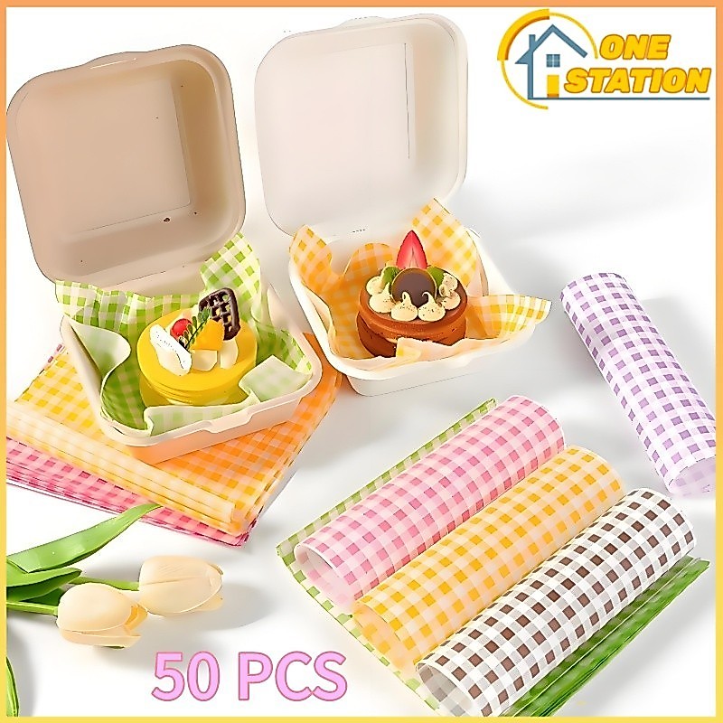 50PCS Kertas Tahan Minyak Burger Kemasan Kertas Beras Sebagai Kemasan Kertas Piring