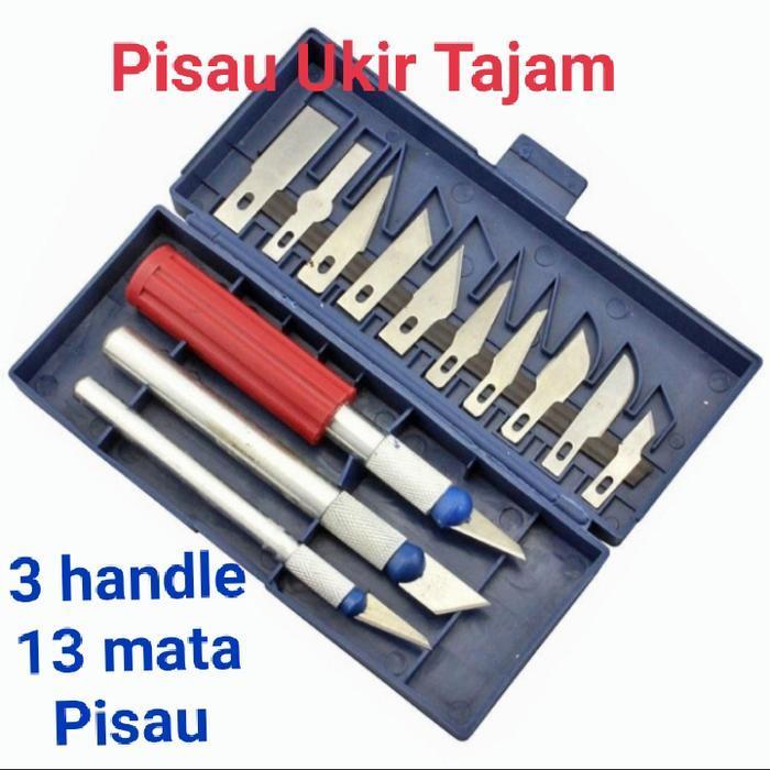 pisau sayat bonsai kelapa pisau ukir kayu 5 pisau cadangan Tajam - Pisau ukir13Set