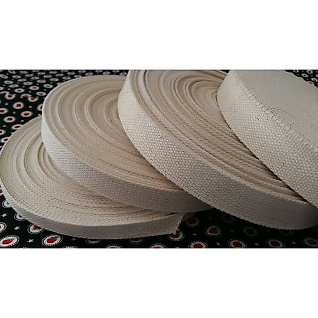 webbing 3.8 katun raw white meteran