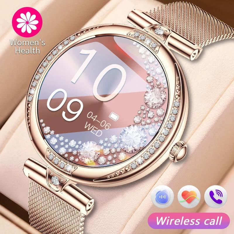 Jam Tangan Pintar Wanita LIGE Fashion Layar AMOLED HD, Pemantau Detak Jantung dan Tekanan Darah, Jam