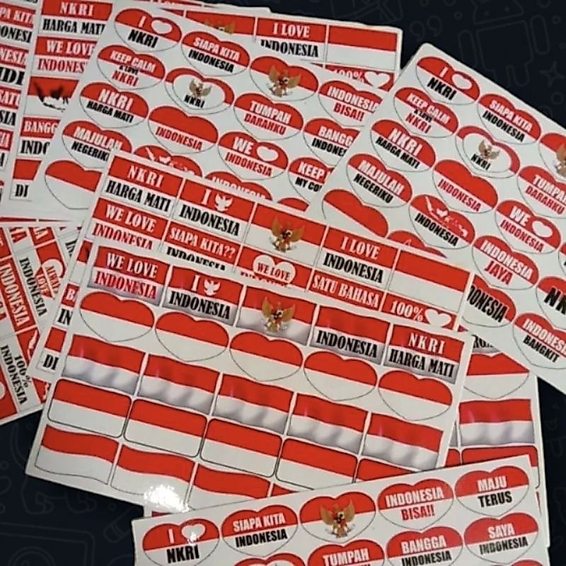 1 LEMBAR STIKER KEMERDEKAAN/STIKER PIPI MERAH PUTIH (1 LEMBAR ISI 25 STIKER)