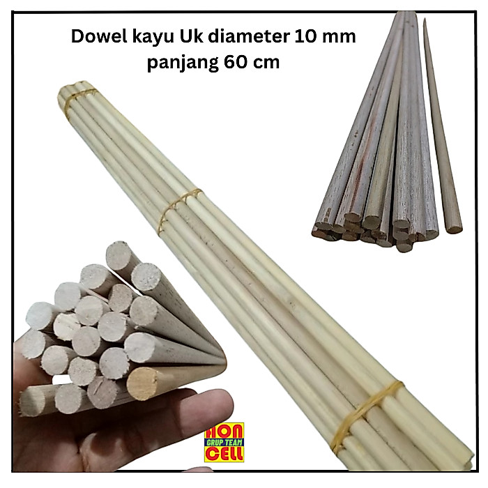 Dowel kayu Uk diameter 10 mm panjang 60 cm
