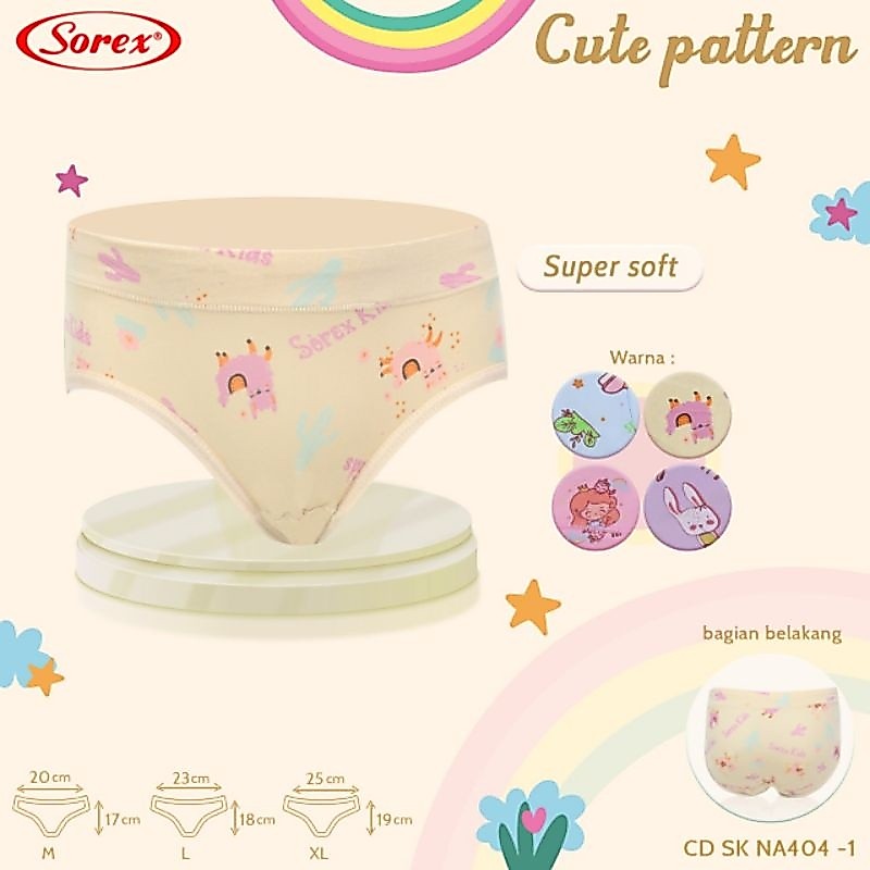 Sorex kids girl NA 404 isi 1 Pcs celana dalam anak perempuan cute pattern M,L,XL