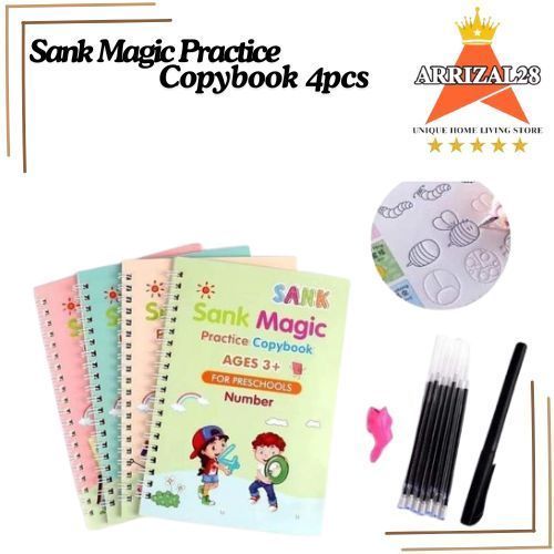 *SANK MAGIC PRACTICE COPYBOOK PAKET BUKU AJAIB 4PCS EDUKASI BELAJAR ANAK