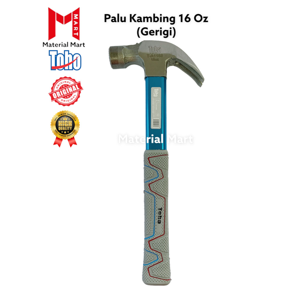 SEMAGOOL Palu Kambing Toho 16oz | Palu Kambing Gerigi Gagang Karet 16 oz Magnet | Material Mart