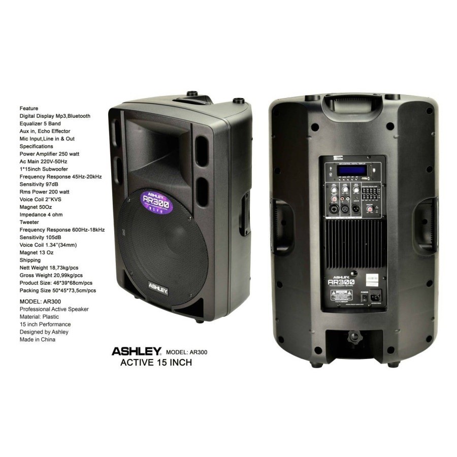 speaker spiker aktif ashley AR300 AR 300 15inch original usb bluetooth