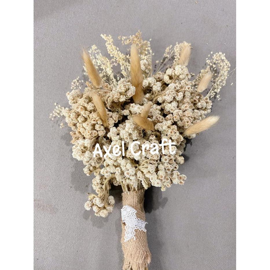 Rustic Buket Bunga Abadi Edelweis Wedding Bouquet bunga kering