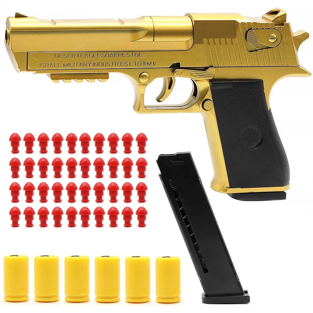 A1 Continuous Shot Mechanical Auto Desert Eagle Airsoft Toy  Ejecting Shells Soft Bullets Kids Outdo
