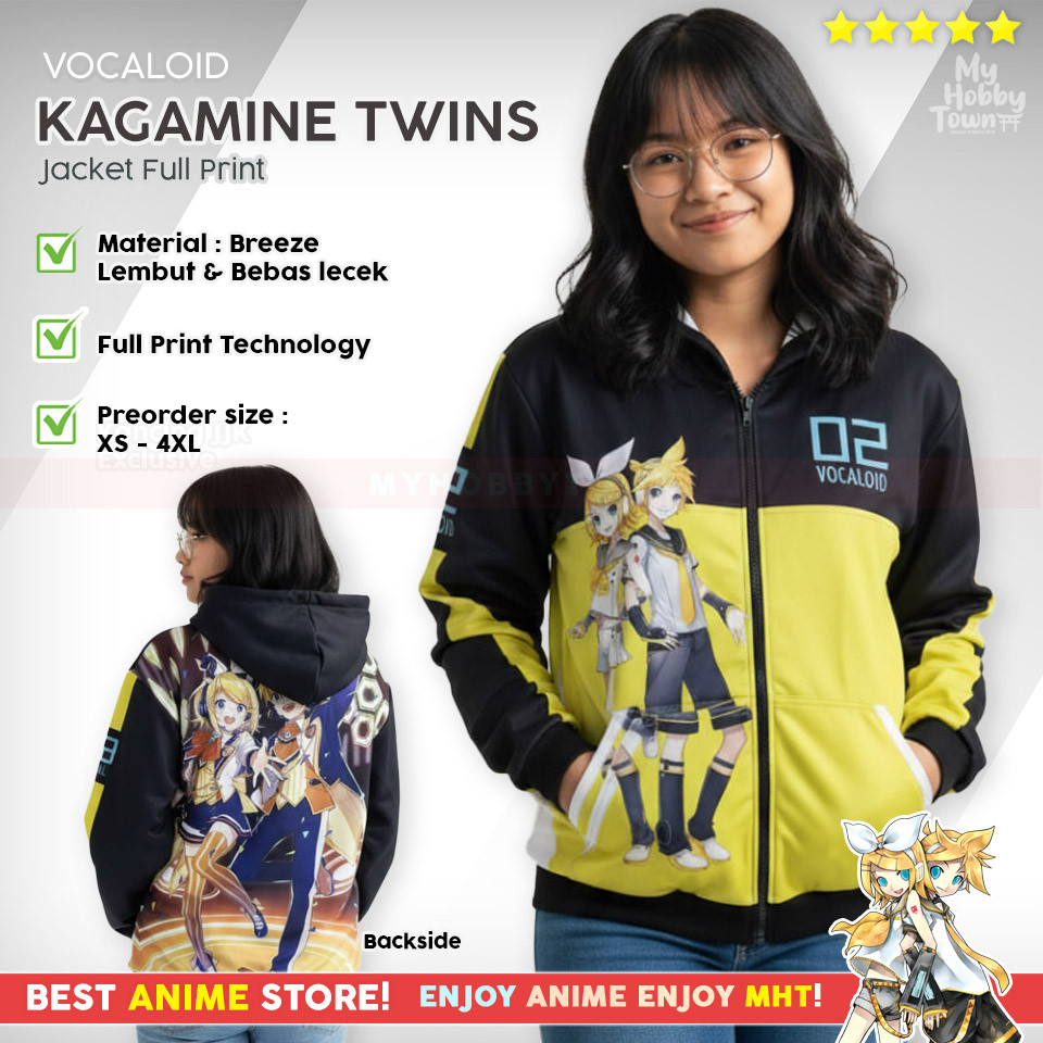 Jaket Anime Full Print Vocaloid : Kagamine Twins Rin and Len Kagamine