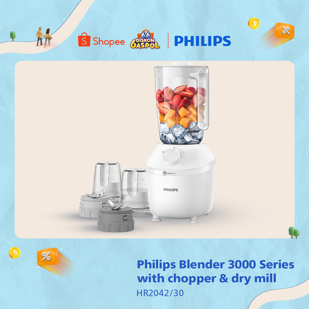 Blender Philips Plastik 1 Liter - 3000 series HR2042/30 - Blender Jus - Blender Juicer- Blender Terb