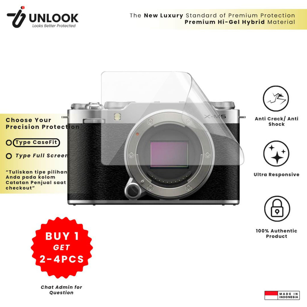 UNLOOK Hi-GEL HYBRID Hydrogel+ Screen Protector for Fujifilm X-M5, X-M1, X-H2S, X-H2, X-H1, XF10, XF