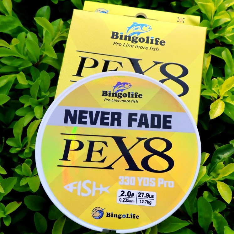 Senar PE X8 kuning 300m anti luntur anti gesek lembut untuk casting jauh