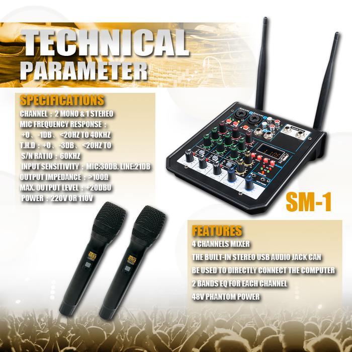 4 Channel Usb Audio Mixer Wireless Microphone Studio Sound With