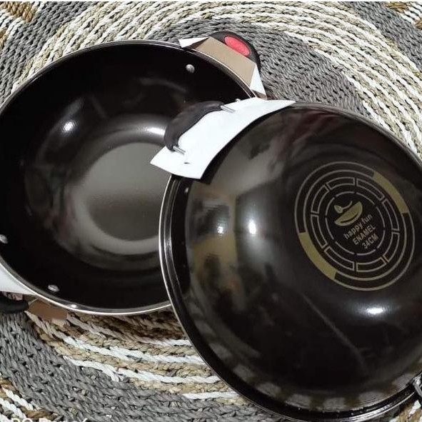 RECOMMENDED WAJAN ENAMEL KUPING GSE 34cm AWET PENGGORENGAN TEBAL ANTI LENGKET ANTI GORES WOK (AQB) K