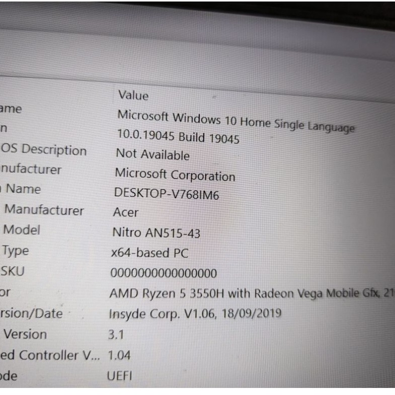 Acer Nitro 5 AN515-43 Ryzen 5 3550H Second