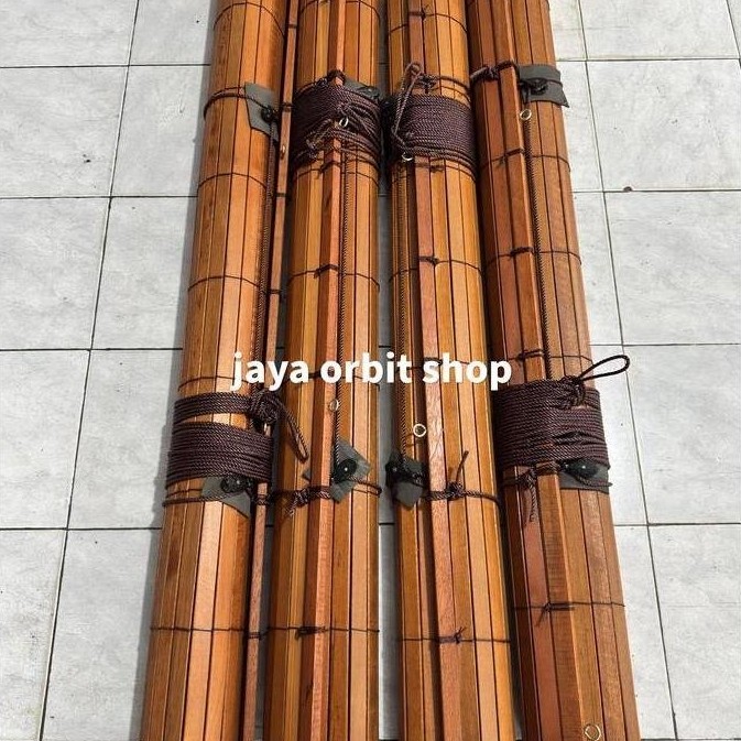 tirai kayu outdoor L 100cm x T 250cm / tirai kayu gulung / krey kayu outdoor / krei kayu / tirai out