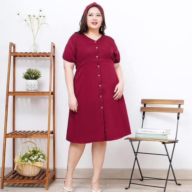 xFashion.ID - Dress Giana Jumbo XXL / Dress Jumbo Polos Kancing / Dress XXL
