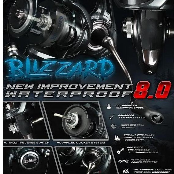 DAIDO BLIZZARD NEW IMPROVEMENT WATERPROOF 8.0 SPINNING REEL GULUNGAN PANCING DAIDO BLIZZARD UKURAN 1