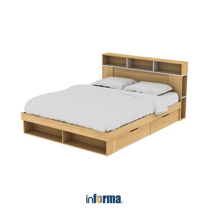DISKON 65% Informa 160X200 cm Gio Tempat Tidur - Euro Oak Dipan Laci Ranjang Tingkat Divan Multifung