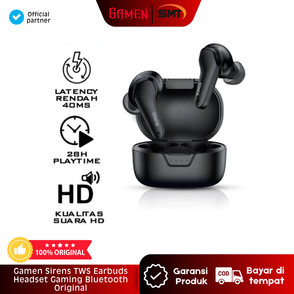 Gamen Sirens TWS Earbuds Headset Gaming Bluetooth Original