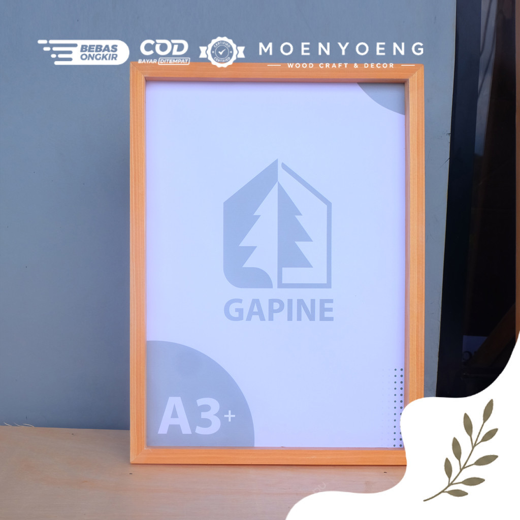 Gapine - Frame Poster A3+ 32.5 x 48 cm A3 plus - Bingkai Kayu Pinus Natural - Pigura Figura