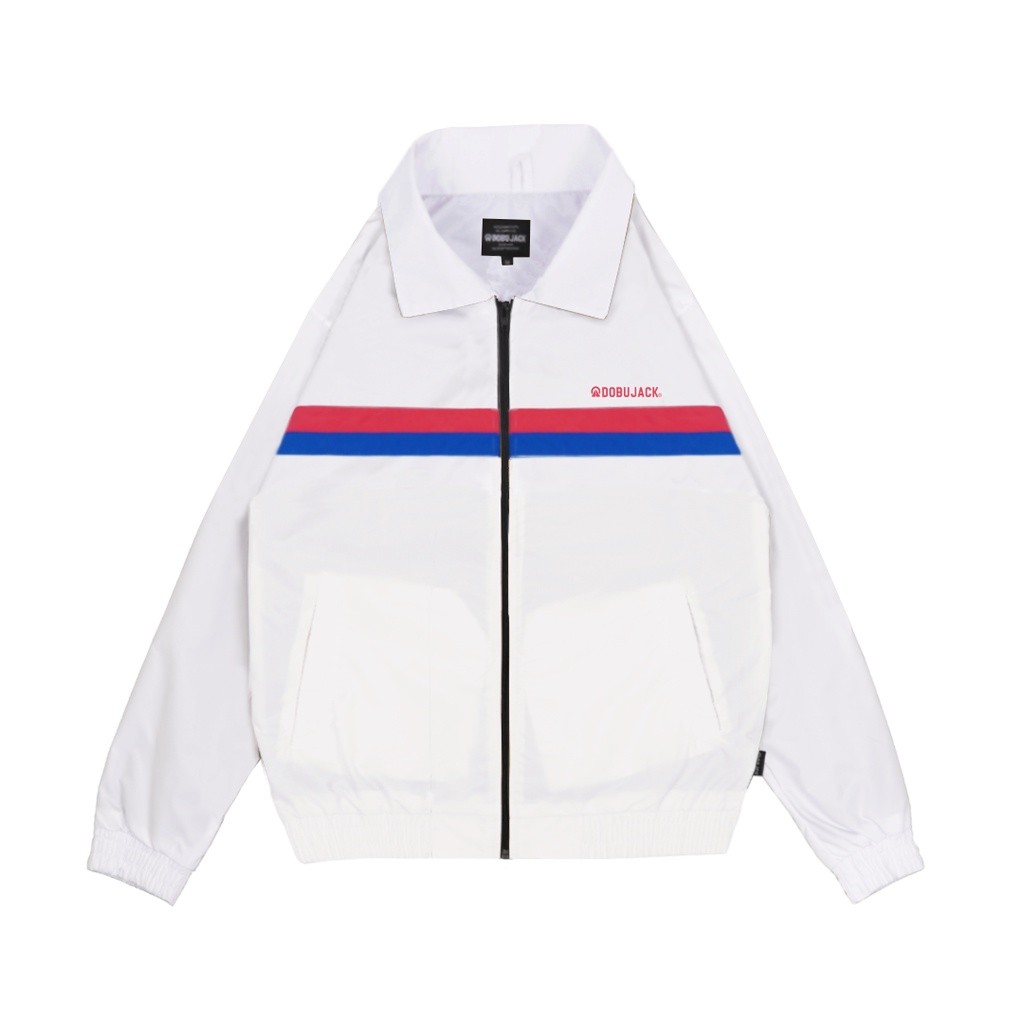 Dobujack Track Suit Jacket Nascar Strip White Blue Red | M2