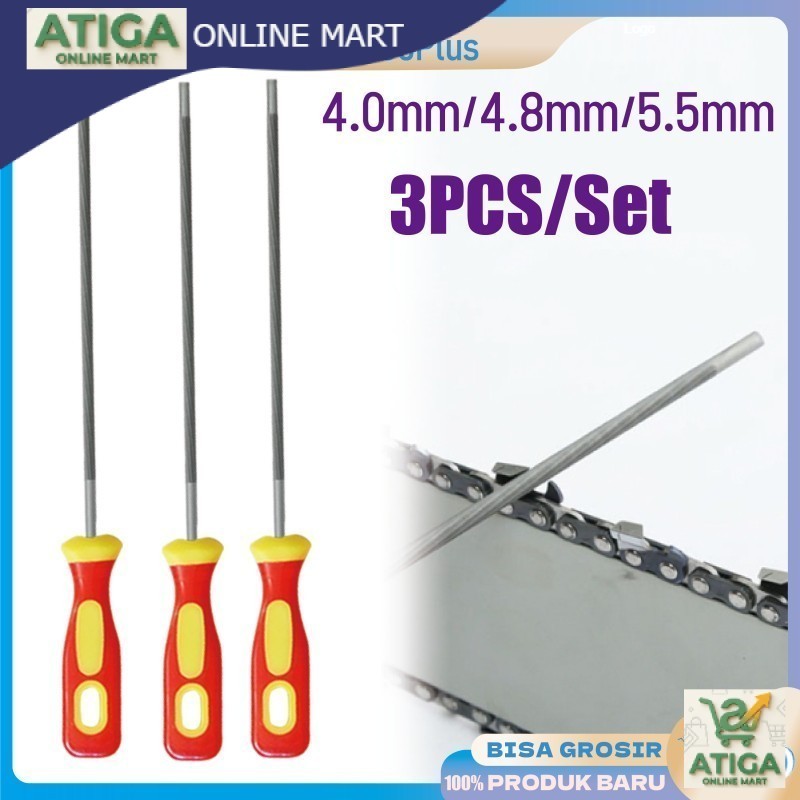 (ATG) Set Alat Kikir Mata Chainsaw 5.5mm 4.8mm 4.0mm Untuk Maintenance Gergaji Mesin Pemotong