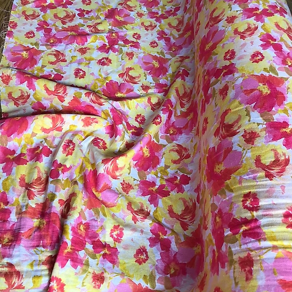 Kain katun linen motif bunga - katun linen motif - kain linen UNIQLO