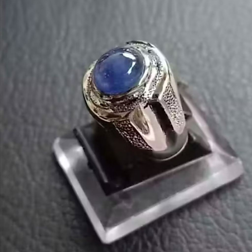 Cincin Batu Blue Sapphire Top Quality Asli Natural 100%