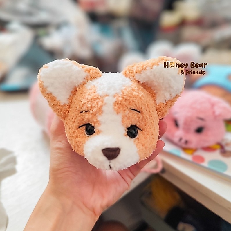 [ CORGI DOG ] Corgi Head Amigurumi Keychain | Gantungan Kunci Kepala Corgi Anjing
