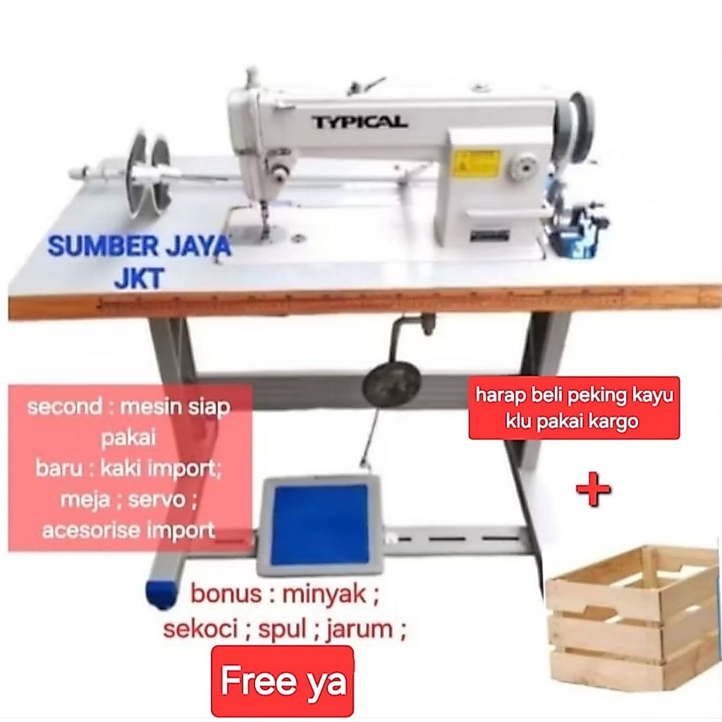 mesin jahit Typical second.(Baru servo,/kaki/meja triplek)