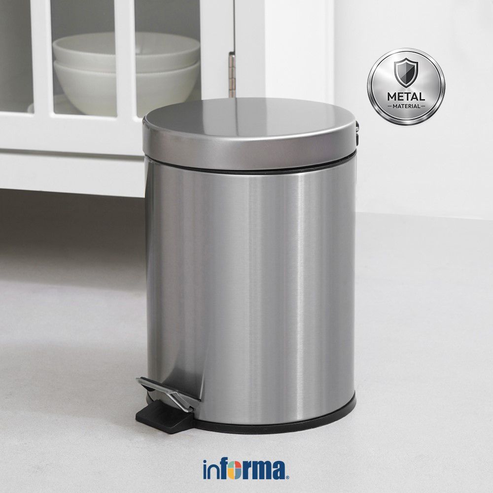 Informa Tempat Sampah 5 ltr Stainless Fingerprint Slow Close Tong Sampah Wadah Pembuangan Alat Keber