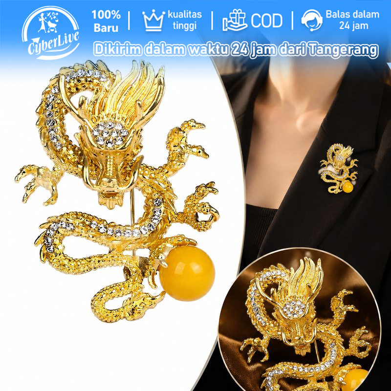 Bros Jas Naga Bola Kuning Lapel Pin Bros Jas Wanita Pin Jas Pria Bross Hijab Korea