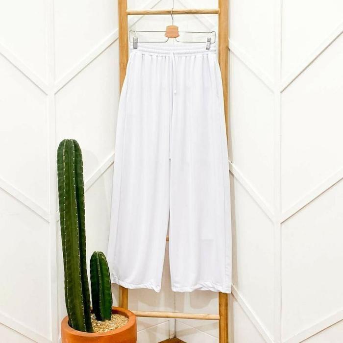 Promo Best Celana Kulot Bumil Jumbo|| Highwaist Kulot Jumbo Ibu Hamil Muat Bb 120kg - PUTIH, Jumbo B