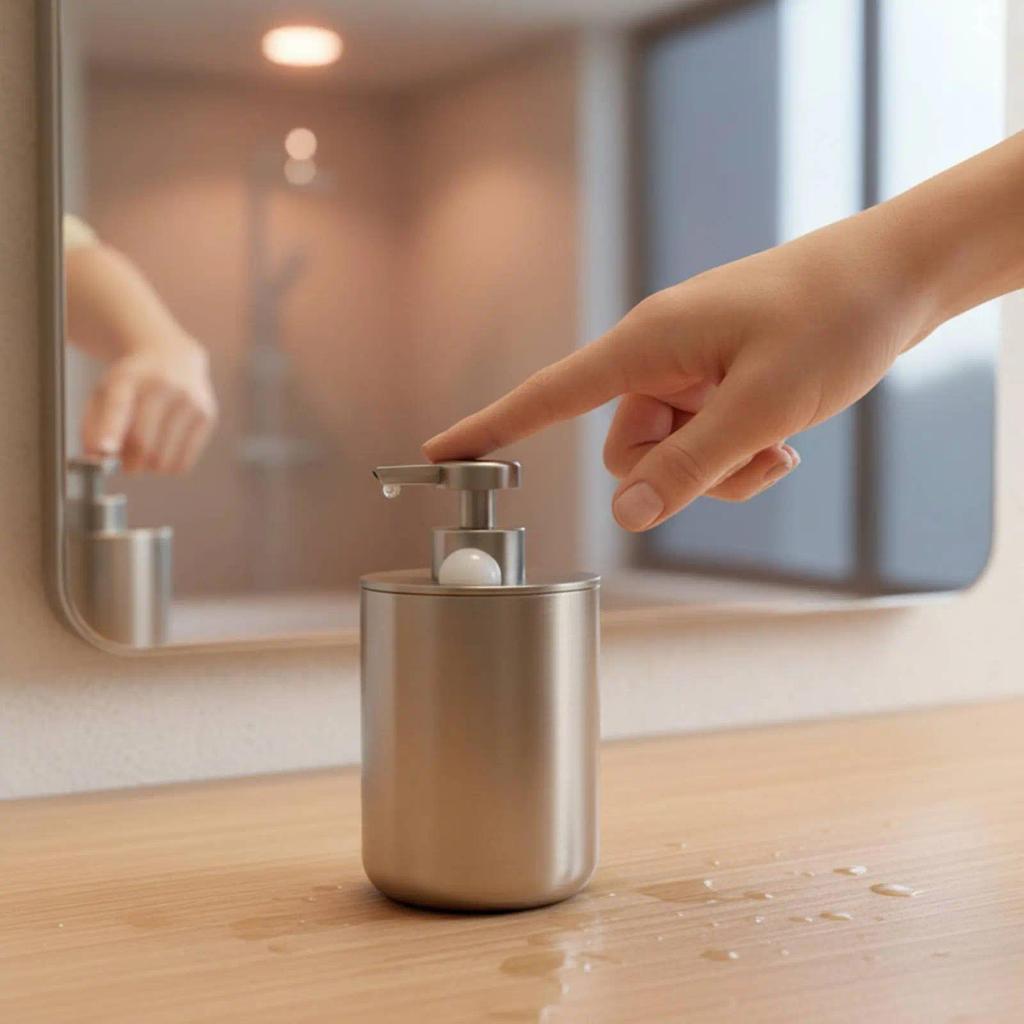 Stainless Steel Soap spenser Refillable Stainless Steel Soap Pump Bathroom Pump Bottle Long-Lasting 
