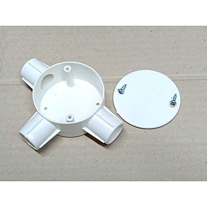 T dus putih pipa listrik 20mm / T dus cabang 3 pipa 20 mm