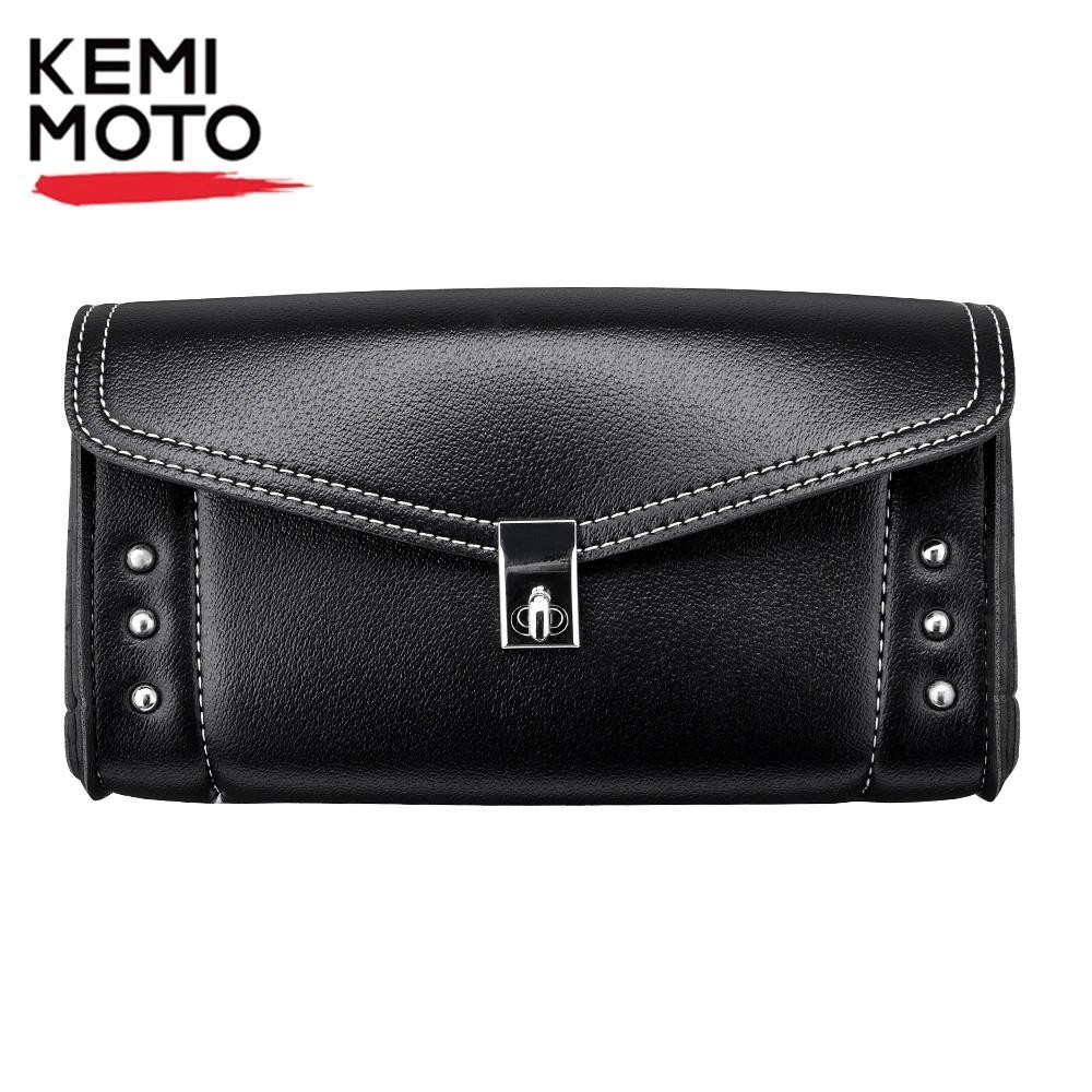 KEMiMOTO 10" Motorcycle Windshield Bag PU Waterproof Travel Bag For Yamaha For Road King Glide Softa