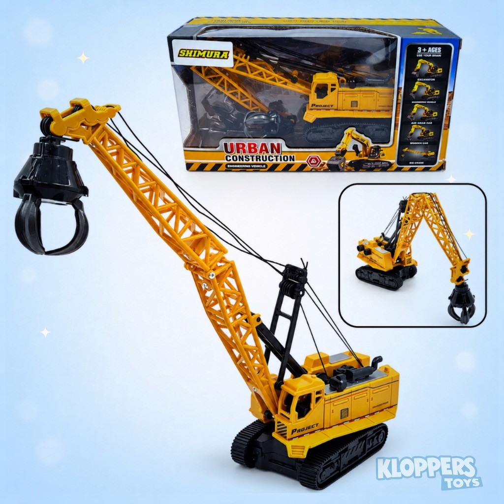 Diecast Miniatur Kendaraan Konstruksi Excavator Capit - Engineering Vehicle Crawler Crane (B) 1:58