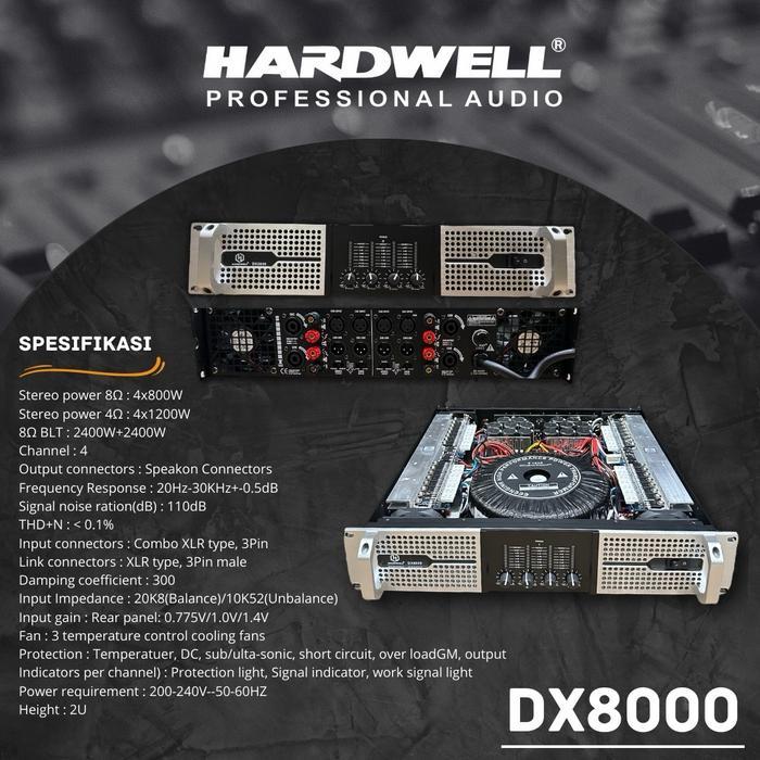 Power Amplifier Hardwell DX 8000 Original 4 Channel Power Ampli