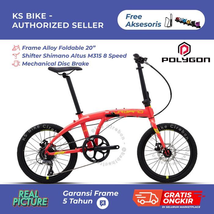 Lipat Polygon Urbano 3 20 Inch Frame Alloy Foldable Gigi 8 Speed Rem Mechanical Sepeda Lipat Selis R
