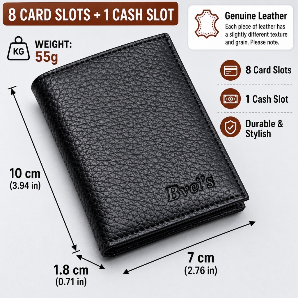 Mini Wallet Bveis M777 Dompet Mini Lipat Kulit Asli Kilat Pria Wanita Anti Ribet