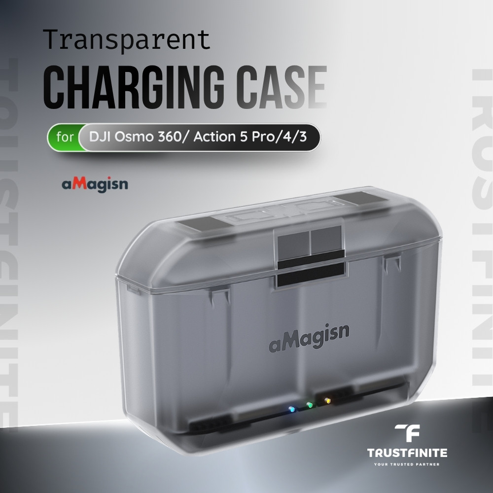 aMagisn Transparent Charging Case DJI Osmo 360/DJI Osmo 360 II/DJI Action 5 Pro/4/3 / Charging Box D