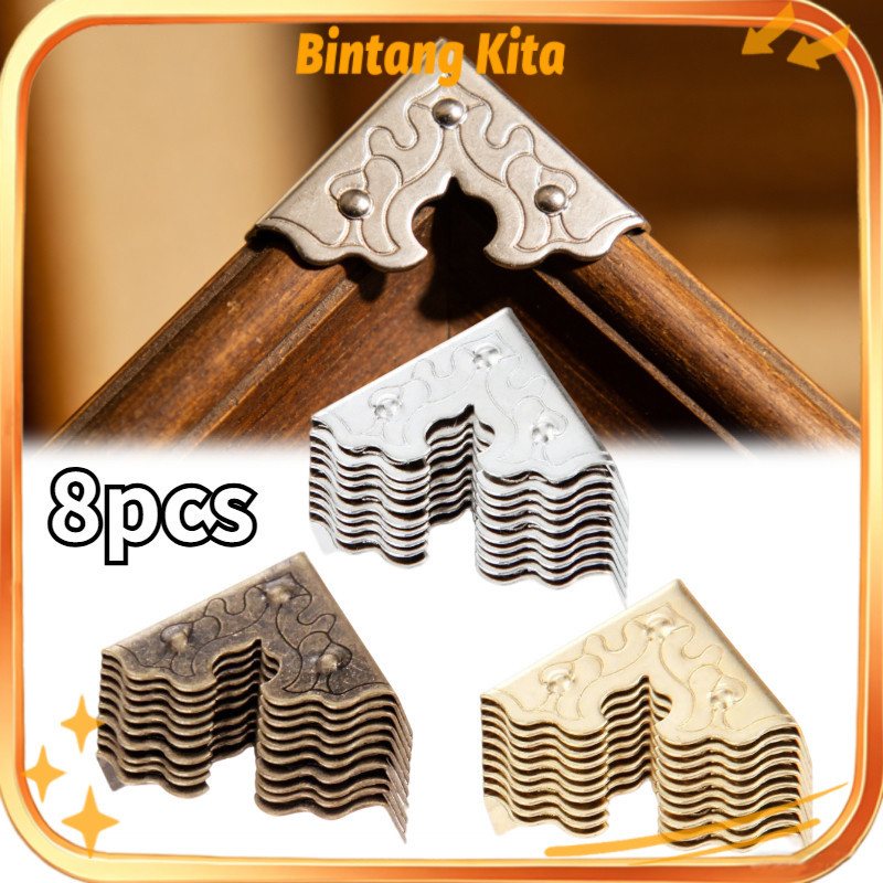 8PCS Siku / Ornamen Meja Lemari Pintu Rumah Kuningan Antik
