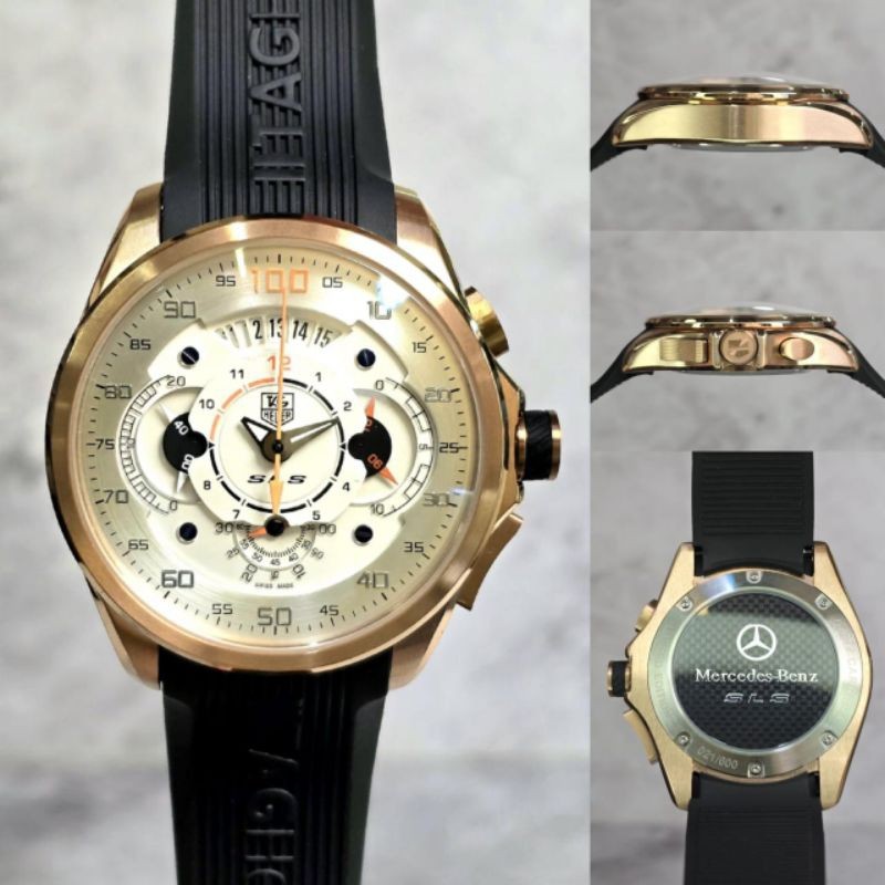 BAJU TANGAN HEUER MERCEDES BENZ SLS RUBBER STRAP SUPER QUALITY JAPAN QUARTZ #BAJUHEUER