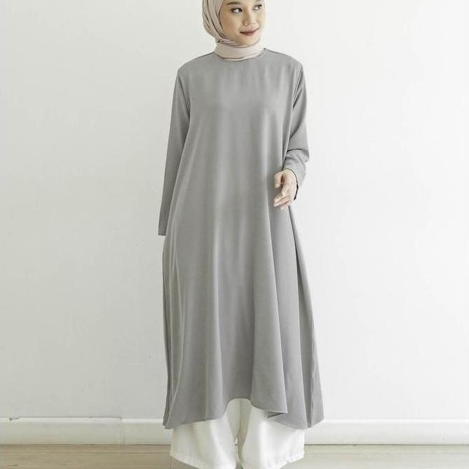 MISTYVORI | Irene Tunik Baju Wanita Basic Anti Kusut Polos Muslim Panjang Katun Soft Simple Formal A